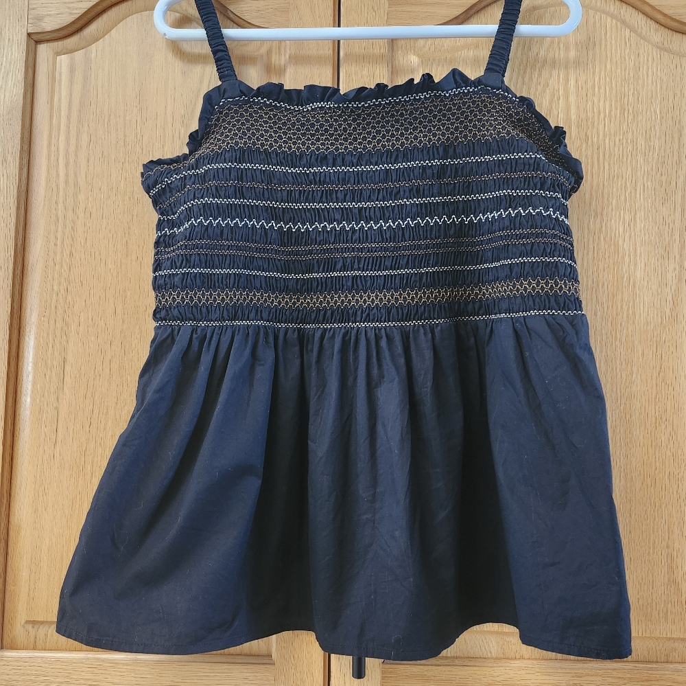 Old Navy Black Sleeveless Top with Smocked Detail Womens XL Tall